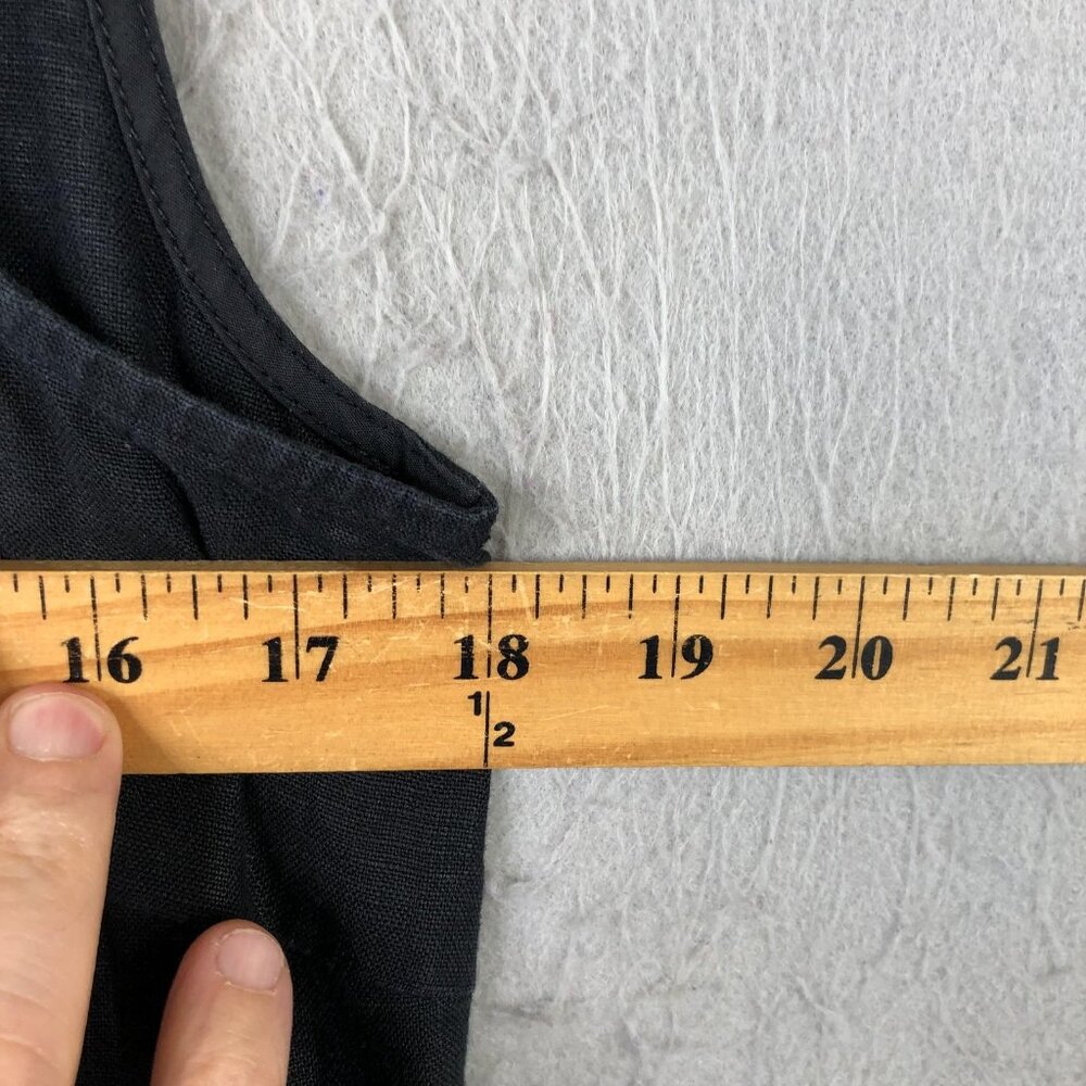 Garnet Hill Dress Womens 6 Black Linen Sleeveless Button Front Shirt Resort Airy - Picture 4 of 13